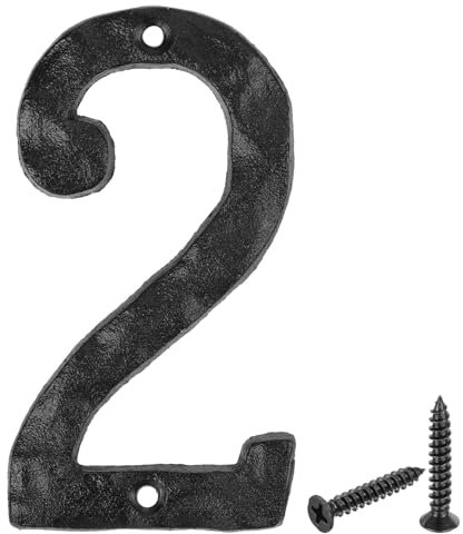 sourcing map House Address Number, 5.5 Inch Cast Iron Vintage Wall Number 2 Outside Numbers for Home Street Office Mailbox Sign, Black