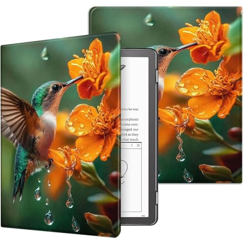 Étui pour Kindle Scribe 10,2 (version 2024/2022) - Étui en cuir synthétique de qualité supérieure avec mise en veille/réveil automatique, léger et durable, colibri