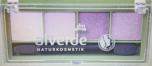 alverde NATURKOSMETIK Lidschatten Palette Quattro 98 Lavender Dream, 4,4 g