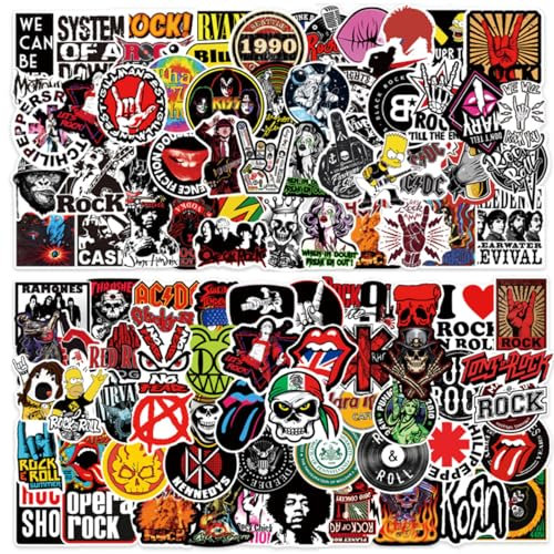 100 Pcs Guitar Stickers,Streetwear Sticker,Rock Music Sticker,Heavy Metal Laptop Decals,Rock Stickers and Decals,for Laptop Bicycle Water Bottles Skateboard Luggage,Mobile Phones