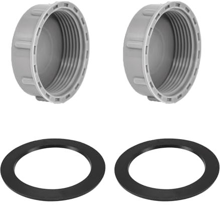2PCS 45mm Sink Waste Blanking Cap - Grey Plastic Plumbing Fittings - Washing Machine & Dishwasher Pipe End Cap with Rubber Washer for Sealing Drain Pipes, Trap Stoppers & Spare Parts (45mm/1.77in)