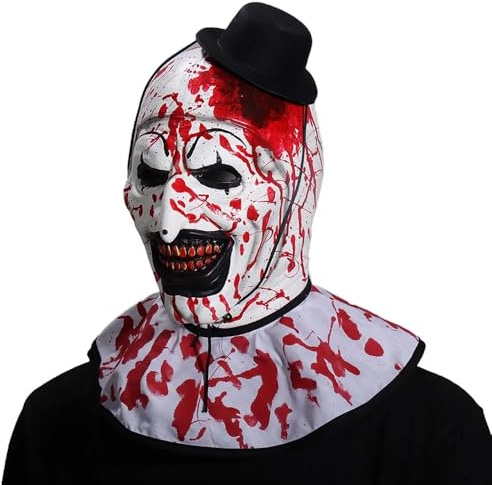 AKIBA Maschera Adulto, Art The Clown Killer Horror Con colletto sanguinante Halloween Carnevale Terri-fier