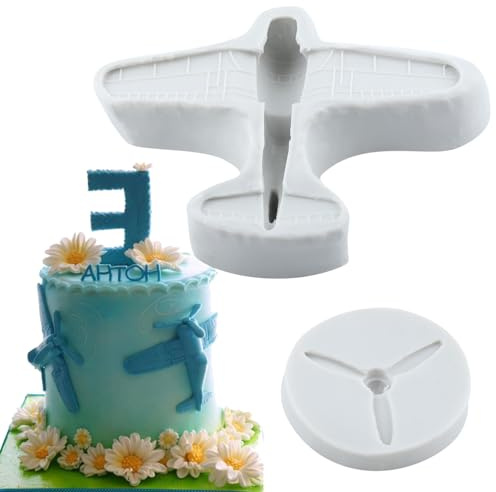 Sijiangmold Flugzeug Silikonformen Flugzeugpropeller Fondantform | Kuchendekoration Schokolade Cupcake Topper Süßigkeiten Polymer Ton Blütenpaste
