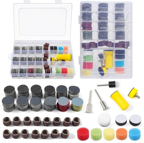 268 Pcs 1 Inch Wet and Dry Sanding Discs Drill Polishing Pads Kit, 60-10000 Grit Sandpaper with 1/8 Shank for Rotary Tools, Drill Sanding Attachments Buffing Pads for Resin, Wood, Metal and Jewelry