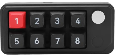 ASHATA Kabelgebundener USB-C-Ziffernblock, Einhändige Makromechanische Tastatur mit 8 Programmierbaren Tasten, Hot-Swap-fähige Tastatur mit Drehknopf, Schwebendem Fenster, (Black)