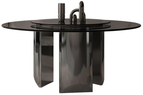 Table de Cuisine Moderne Table à Manger Ronde en Verre for la Maison, de fête, Minimaliste Moderne, Discussion, Basse Salon(S:120 * 75cm)