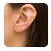 Auroriel 3 Paar Winzige Flache Stecker Ohrringe Für Damen 14K Gold Silber Beschichtet Kleiner Flacher Stecker Ohrringe Hypoallergen Knorpel Helix Piercing