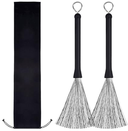 1Pair Drum Brushes Retractable Wire Replacement Stick Brush with Comfortable Handles Percussion Drumstick Wire Music Enthusiasts