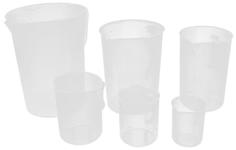 RUNROTOO Graduated Measuring Cups Set Including 300ml to 5000ml Sizes Laboratory Beakers with Multiple Capacity Options 6pcs Laboratory Beakers and Wide Mouth Design for Kitchen and