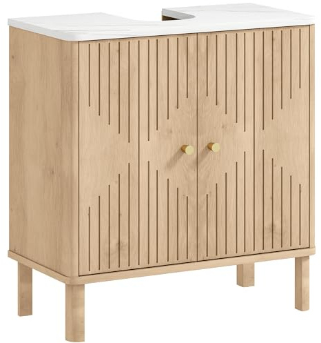 HOMCOM Mobile Sottolavabo con 2 Ante Decorate Mobiletto Bagno Rovere