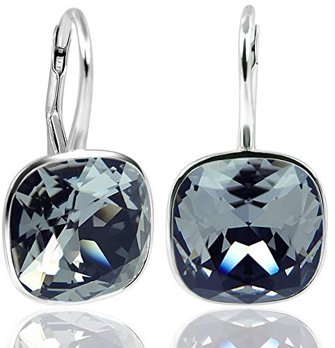 Ohrringe 925 Silber Markenkristalle aus Österreich Schwarz Silver Night Ohrhänger kurz NOBEL SCHMUCK