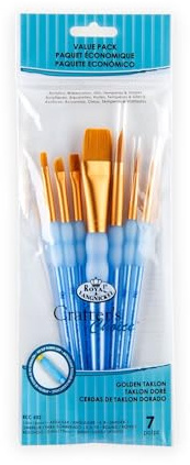 Royal and Langnickel Crafter's Choice Taklon Variety Brush Set - Gold (Pack of 7)