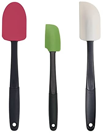 OXO Good Grips 3-Piece Silicone Spatula Set, Raspberry/White/Green INOXO.1238580ML, Inoxidable