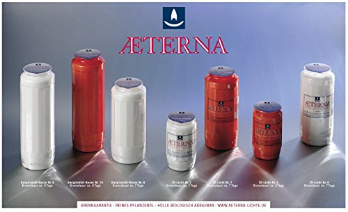 20 Stück Grablicht-Kerzen, Hell 15x6,5 cm - 3781 - Brenndauer ca. 7 Tage – Öllicht für Grablaternen - Aeterna Grabkerzen