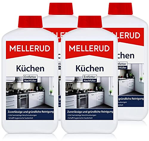 4x Mellerud Küchen Entfetter 1 L Nachfüller - fettfreie und hygienische Sauberkeit