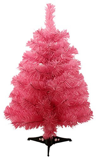 Prettybuy Weihnachtsbaum mit Kunststoffständer, 60 cm, PVC (Pink)