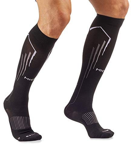 MICO LANGE LAUFSOCKEN aus Nylon + LYCRA Faser, OXI-JET COMPRESSION (+ Sauerstoff + Erholung + Energie) für Herren und Damen, sportlich (XL (44-46), Schwarzgrau)