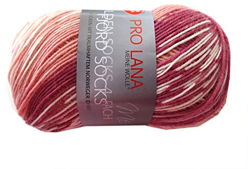 Fjord Sockenwolle Bordaux 189 - 4fädig, 100g, Wolle-Polyamid-Mischung, Waschmaschinenfest, Stricken für Socken, Handschuhe, Mützen uvm.