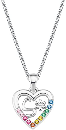 Prinzessin Lillifee Kette mit Anhänger 925 Sterling Silber Mädchen Kinder Halsschmuck, mit Zirkonia synth., 35+3 cm, Silber, S, Kommt in Schmuck Geschenk Box, 2027892