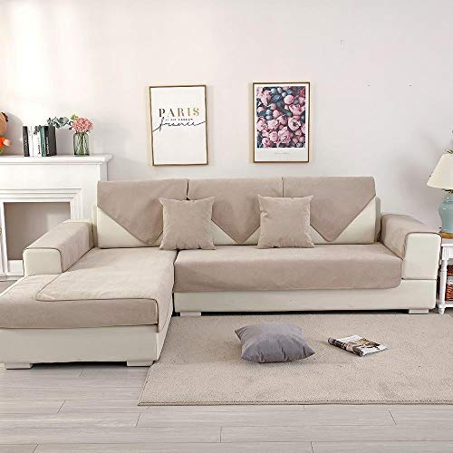 schonbezüge Couch,Bezug für Ecksofa/L Form Couch,Wasserdichter Sofa-Schutz für Haustiere/Kinder,2/3/4 Sitzer Couch Saver Cover,L-förmige Sofabezüge,Cat Dog Pad,Schnittsofa-Schutz-Beige_90 * 160 cm