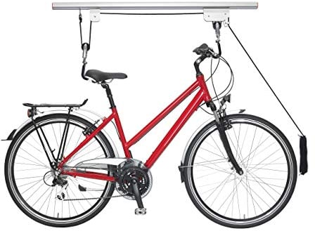 Relaxdays Fahrradlift, bis 20 kg, Deckenlift mit Seilzug, für Garage & Keller, Fahrrad Deckenhalterung, Silber/schwarz, 1 Stück