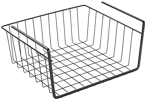 Metaltex Lava Kanguro - Under Shelf Storage Basket - Space-Saving Shelf Organiser - Undershelf Basket for Kitchen Essentials - With Touch-Therm Finish - 30 x 26 x 14cm, Black