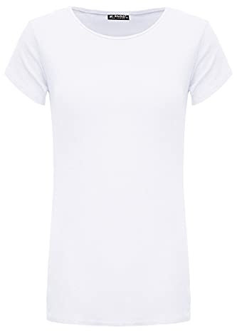 Fashion Star Womens Plain Ribbed Cap Sleeve Basic Stretchy T-Shirt Top Ribbed T Shirt White Plus Size (UK 20/22)