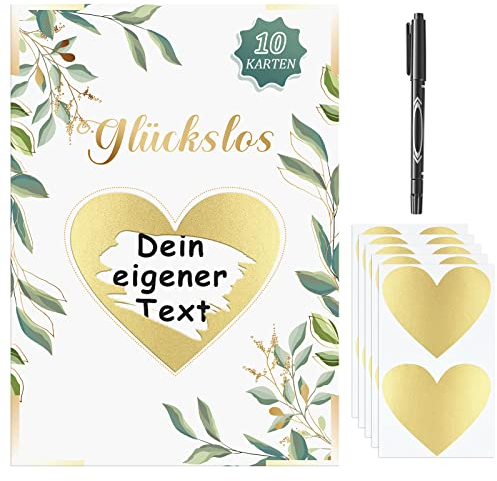 Nezyo 10er Pack Grün Brautjungfern Antragskarte und mit 10er Pack Herz Kratz Aufkleber Trauzeugin Handgefertigte Rubbelkarte und Grußkarte Gold Kratz Etikette mit Stift Hochzeit (Lebendiger Stil)