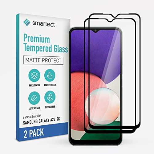 smartect Schutzglas [2 Stück, Full Screen Matt] kompatibel mit Samsung Galaxy A22 5G / A22s 5G, HD Schutzfolie Anti-Kratzer, Blasenfrei, 9H Härte, entspiegelt, Ultrabeständig
