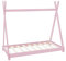 ML-Design Kinderbett Tipi 70x140 cm Rosa mit Matratze und Lattenrost, Indianer Bett aus Kiefernholz, Hausbett für Mädchen & Jungen, Bodenbett Kinderhaus Jugendbett Holzbett Bettenhaus Spielbett Zelt