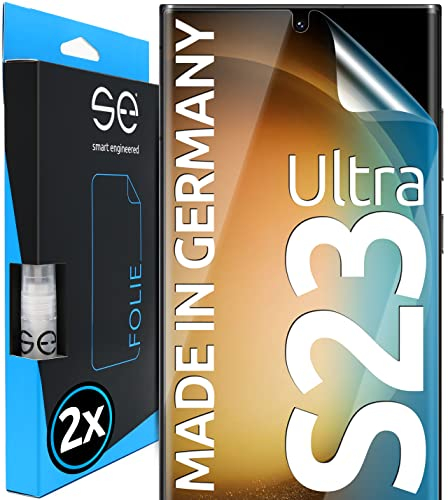 2x se® 3D SCHUTZFOLIE Transparent für Samsung Galaxy S23 Ultra,Selbstheilend, 100% Fingerabdruck & FaceID kompatibel, einfache blasenfreie Installation, Ultra-Klar, Stoß-Kratzfest, aus Deutschland