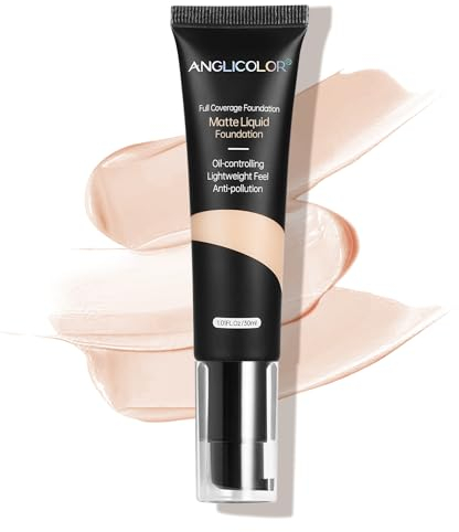 Anglicolor Foundation,Concealer Foundation,Matte Natural Full Coverage Foundation,Wasserfest und Lang Anhaltend,Für Alle Hauttypen Geeignet,5 Farben verfügbar(#101)
