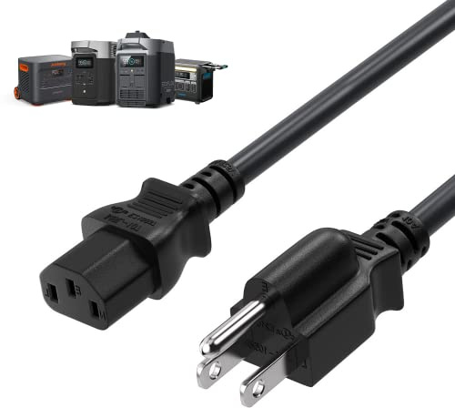 Heavy-Duty Power Station Charging Cable, Fast Charging Cable for Jackery Explorer 2000/1500/1000 Pro,Ecoflow Delta/River Series,Bluetti EB3A;Anker 757/767,125Volt 15Amps Universal AC Power Cord (10FT)