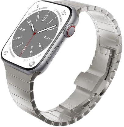 KADES 42mm(series 10) 41mm 40mm 38mm Compatible with Apple Watch Strap, Man Women Solid Stainless Steel Link Bracelet metal band for iWatch Series 10/9/8/7/6/5/4/3/2/1/SE, Titanium