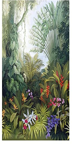 Fenster Datenschutz Sichtschutzfolie for Fenster, dekorativer Regenwald, Buntglas, Fensteraufkleber, kein Kleber, statisch haftend, mattierte Fenster-Tönungsfolie Fensterfolien ( Size : 80x120cm )
