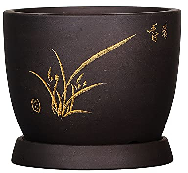 Pot De Fleur en Céramique Violet Sable Pot De Fleur Spécial Grand Pot De Fleur Extra Large avec Plateau Vert Bonsaï Maison Orchidée Viande Petit Pot De Fleur Intérieur Bureau Pot De Fleur Décoratif