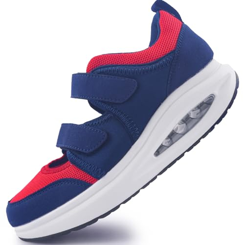 Git-up Damen Trainer Atmungsaktive Krankenschwester Arbeitsschuhe mit verstellbarem Riemen, Komfortable Leichte Luftkissen Sneaker rutschfeste Sohle, Luftrot EU 38