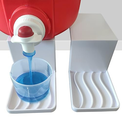 Altsuceser Laundry Detergent Cup Holder, Fabric Softener Soap Dispenser Drip Catcher, Liquid Spigot Container Plastic Sheet Saver Stand Station Laundry Cup Stand Container White