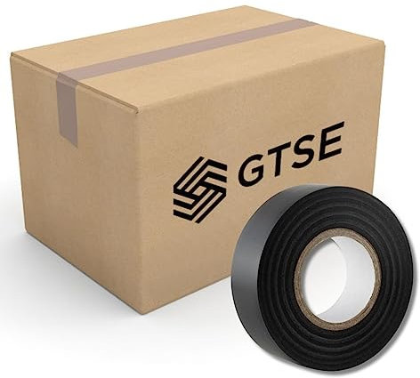 GTSE Black Electrical Tape, 19mm x 20m, Bulk Box of 50 Rolls, Strong Self-Adhesive PVC Insulation Tape for Insulating, Repairing and Protecting Electrical