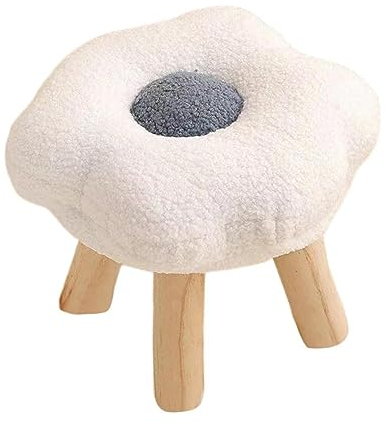Holz Blumenhocker Blumenform Fußhocker Gepolsterte Fußstütze Getuftet Fußhocker Wickelhocker Holz Couchtisch Hocker Niedlich Kinderhocker Stuhl für Wohnzimmer Schlafzimmer Zuhause (Weiß)