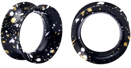 Longbeauty 1 Paar Silikon Ohrpiercing Ohr Tunnel Flesh Expander Stretcher Earlets Plug Gauges Double Flared Weich für Ohrläppchen, Weiß/Gold, 14MM