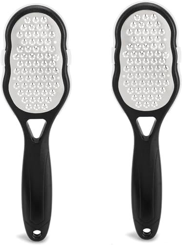 2 Pcs Foot Files with Skin Catcher, Stainless Steel Foot Rasp Callus Remover Pedicure Feet Grater Foot Scrubber Dead Skin Remover for Feet