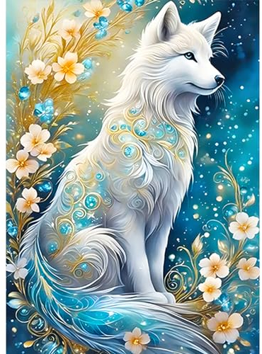 CEOVR Diamond Painting Erwachsene Tier 5D Diamond Painting Bilder Kinder,DIY Diamond-painting Fuchs,Blumen Diamond Painting Set 30x40cm,Diamond Art Kit