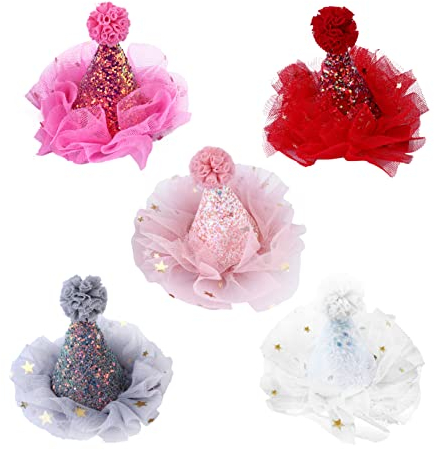 NOLITOY 5st Weihnachtsmütze Haarnadel Mini Weihnachtsmütze Haarspange Weihnachtskostüm Zubehör Weihnachtsmütze Spangen Fascinator Haarspange Haarbänder Mädchen Haarschmuck Prinzessin Stoff