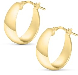 Amberta Damen 925 Sterling Silber Dicke Ohrringe: Gold Dicke Ohrringe 15 mm