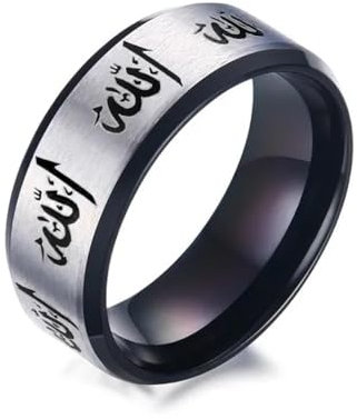 BISONBLUE Ringe Herren Ring Damen Männer Rings Geschenk Schwarze islamische arabische Ringe Mann 9 14019