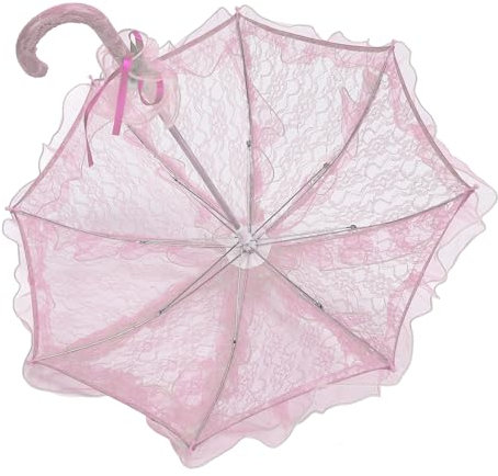 Parasol en Dentelle, Parapluie en Dentelle de Mariée de Mariage, Décoratif élégant pour Concert pour la Photographie (Rose)