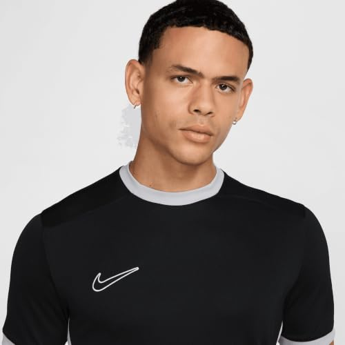 Nike Academy 25 Haut De Foot À Manches Courtes Dri-Fit pour Homme, Black/Wolf Grey/White/White, FZ9754-010, M