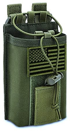 Molle Radio Pouch Holster Tactical Holder Duty Belt Accessories Military Heavy Bag for Two Ways Walkie Talkies Adjustable Storage with 1 Pack Patch (Green)