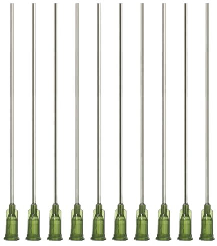 PATIKIL Blunt Tip Dispensing Needles 14G, 10 Pcs 4 Inch Industrial Liquid Dispenser Needle with Lure Lock for Refilling Liquid Ink Adhesive Glue, Olive Green